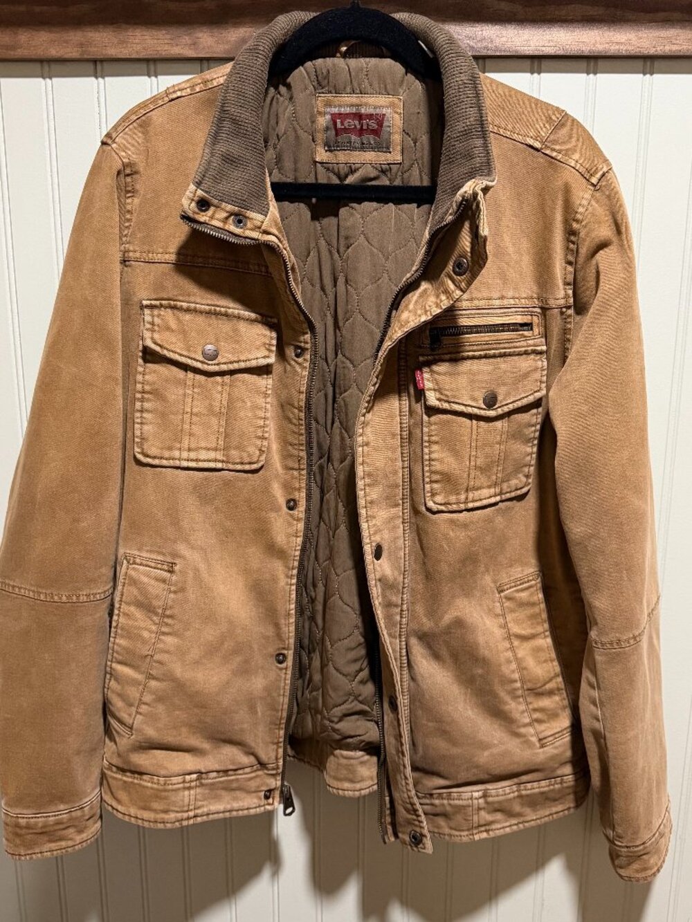 Levi’s Men’s Brown Canvas Field Jacket Medium Quilted Lined Workwear Utility